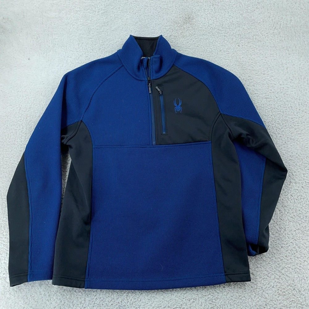 Spyder Half Zip Sweater Gait Knit Pullover Jacket Mens Large Blue Black Contrast